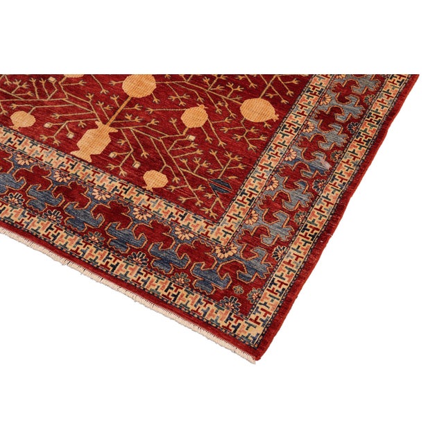 Shabby Chic Tribal Super Kazak Red/Blue Wool Rug - 6'10'' X 9'6'' For Sale - Image 4 of 10