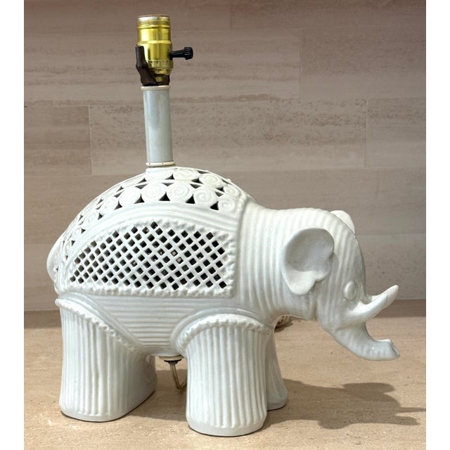 Mid Century Blanc De Chine Elephant Lamp by Morris Greenspan For Sale In Miami - Image 6 of 10