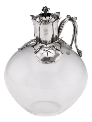 Antique 19th Century Victorian Silver & Clear Glass Claret Jug, 1884