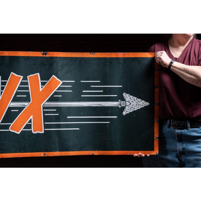 Vintage West Nebraska Express (Wnx) Railroad Painted Tin Sign For Sale - Image 4 of 8