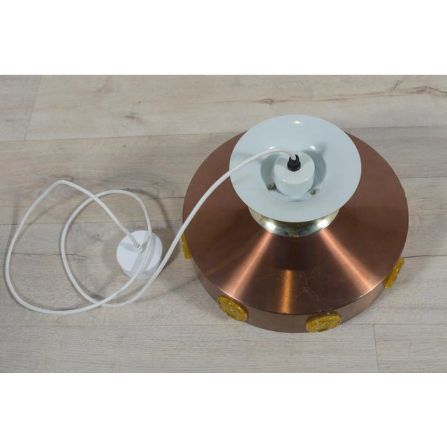 Scandinavian Copper & Glass Ceiling Lamp, Denmark, 1960s For Sale - Image 4 of 10