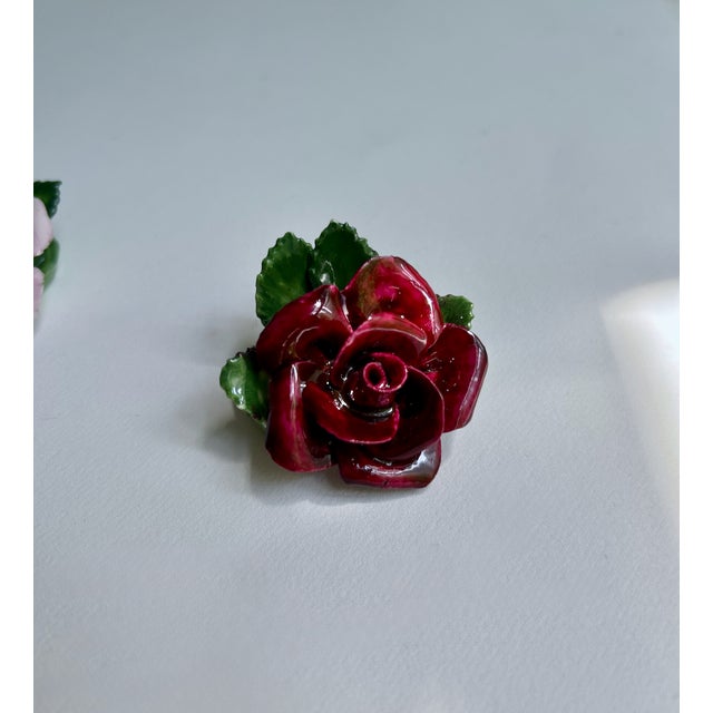 1940s Set of 6 Staffordshire Radnor Bone China Rose Place Card Holders For Sale - Image 10 of 18