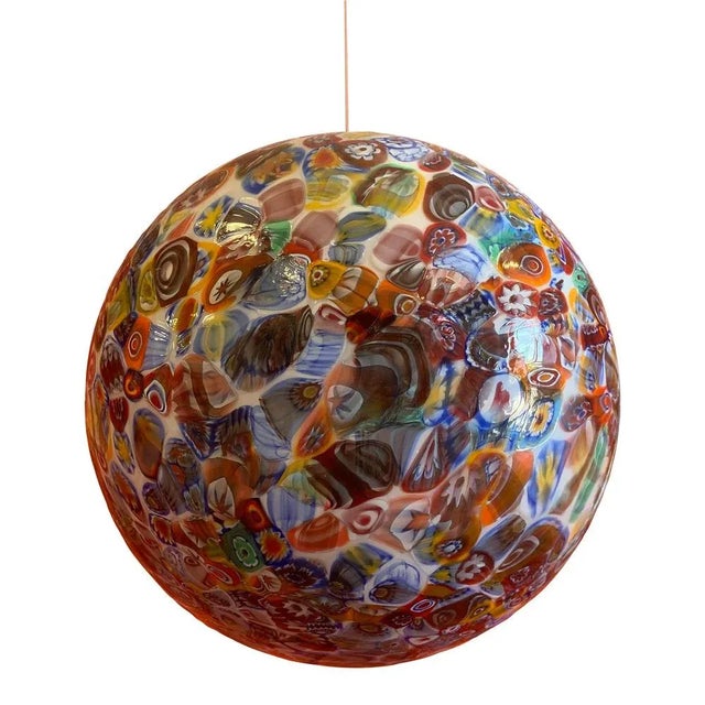 Milky-White Sphere in Murano Style Glass with Multicolored Murrine from Simoeng For Sale - Image 10 of 10