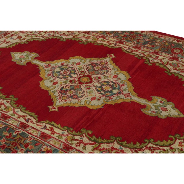 This is a very 6x8 rare antique Amritsar rug from India, hand-knotted in wool and believed to originate from India circa...