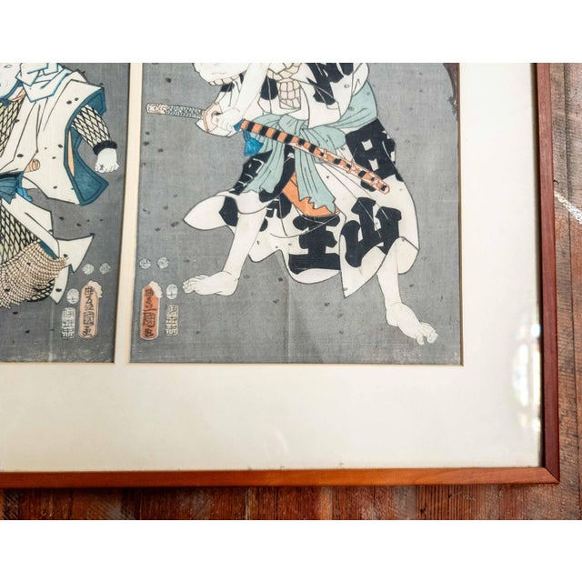 19th Century Japanese Ukiyo-E Woodblock Triptych Print by Utagawa Kunisada Toyokuni III For Sale - Image 10 of 16