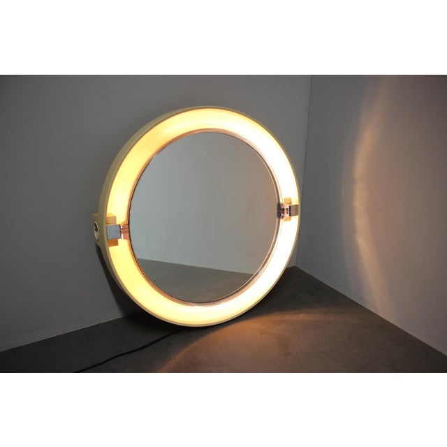 Cream Mid-Century Illuminated Adjustable Wall Mirror from Allibert, Germany, 1960s For Sale - Image 8 of 11