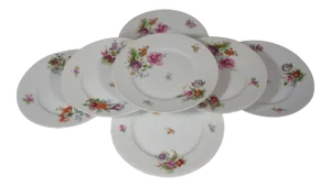 Vintage Paul Muller German Floral Porcelain Luncheon Plates- Set of 7