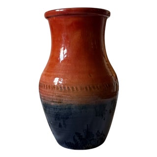 Moorcroft Orange and Blue Oxide Flambé Baluster Vase For Sale