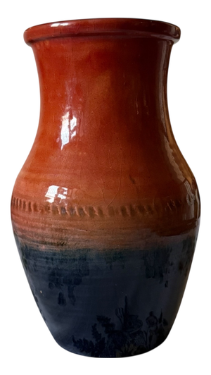 Moorcroft Orange and Blue Oxide Flambé Baluster Vase