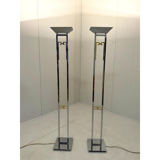 Gold Floor Lamps in Chrome and Brass from Arte Lumen, 1970s, Set of 2 For Sale - Image 8 of 18