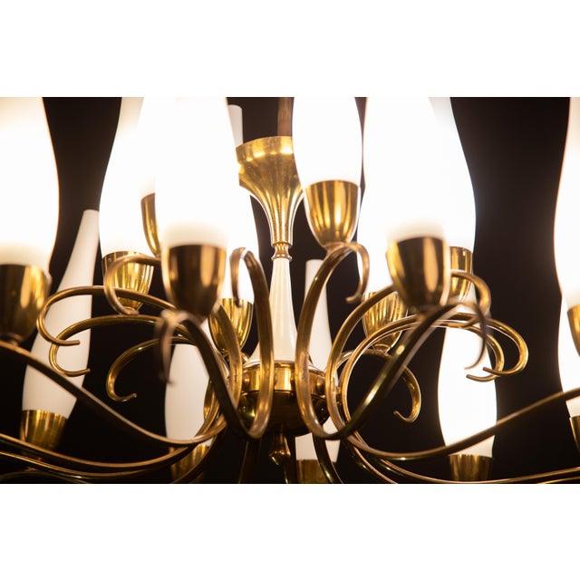 Stilnovo Stilnovo Brass 18 Light Chandelier, 1950s For Sale - Image 4 of 13