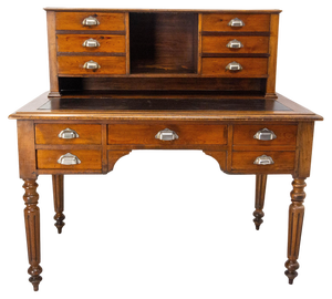 French Louis Philippe Walnut Desk with Leather Top, 19th Century
