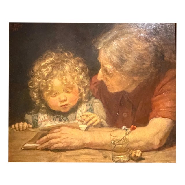 Heinrich Pforr, The Picture Book, 1947, Oil Painting on Wood For Sale