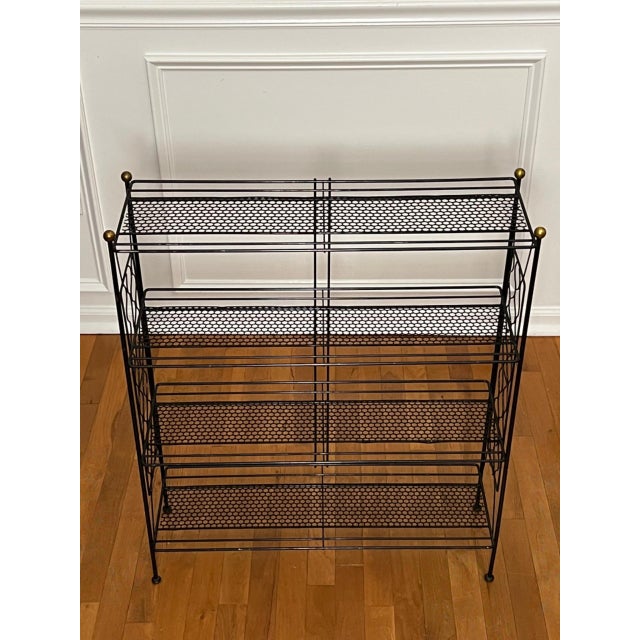 Tony Paul Tony Paul Style Vintage Mid-Century Modern Metal Etagere With Brass Ball Finials, 1960s For Sale - Image 4 of 14