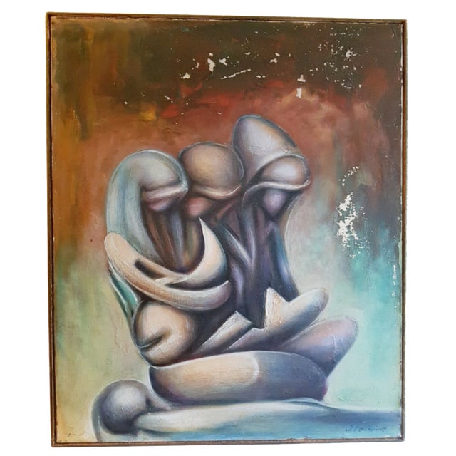 Justin Pelissier, Les 3 Saintes Amarie, 1970s, Oil on Canvas For Sale