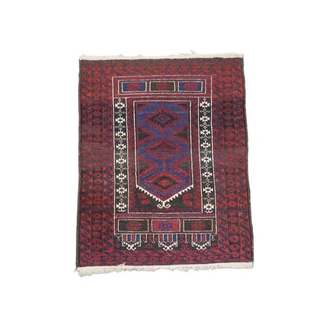 Textile Oriental Subtle Hand-Knotted Rug with Burgundy Red, Dark Blue and Beige Tones For Sale - Image 7 of 7