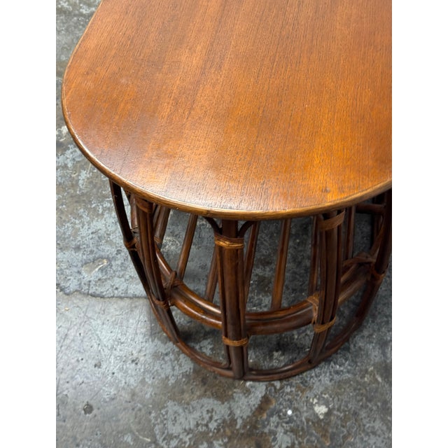 Italian Italian Rattan & Wood Coffee Table, Circa 1970's For Sale - Image 3 of 12