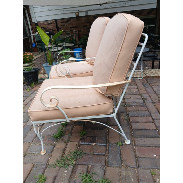 Metal Vintage Wrought Iron Patio Lounge Chairs, a Pair For Sale - Image 7 of 10
