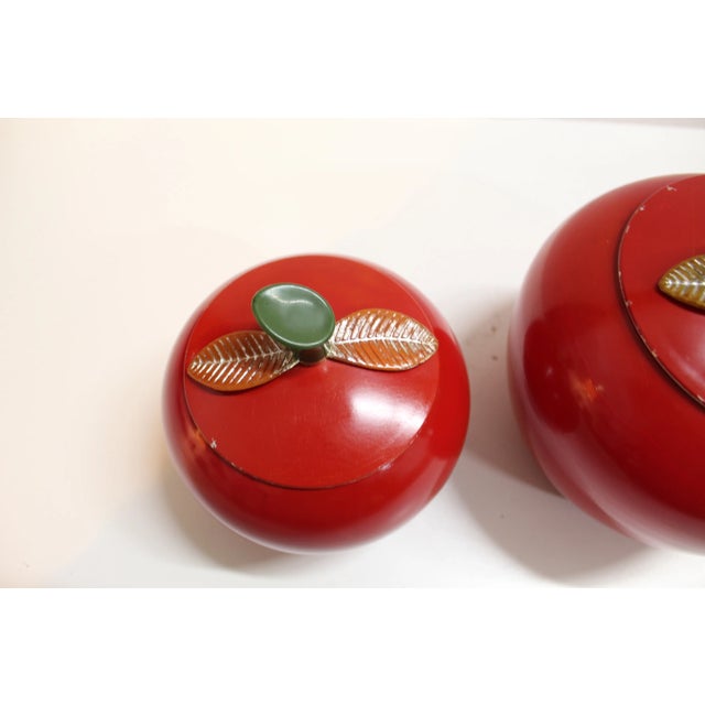 1960s Spun Aluminum Red Apples Canister Set For Sale - Image 9 of 10