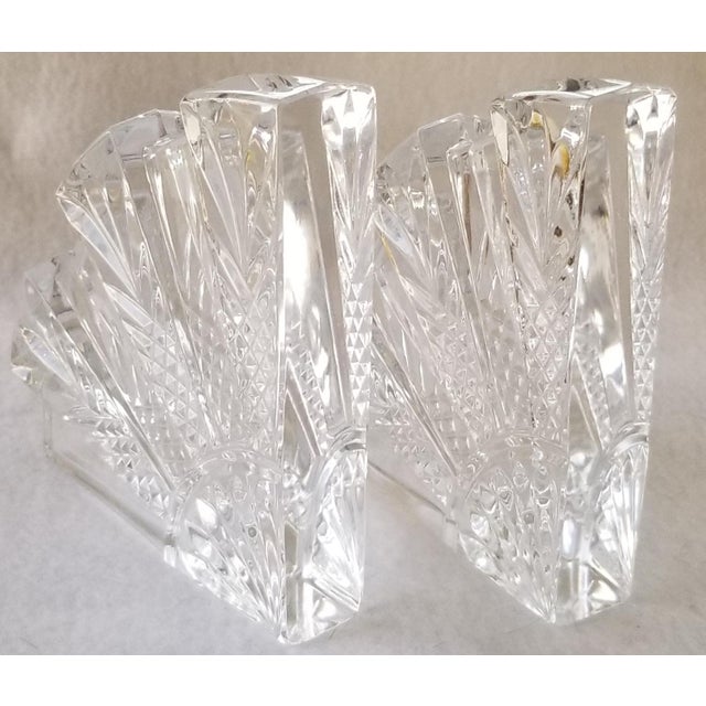 Mid 20th Century Waterford Crystal Glass Bookends Fan Shape a Pair