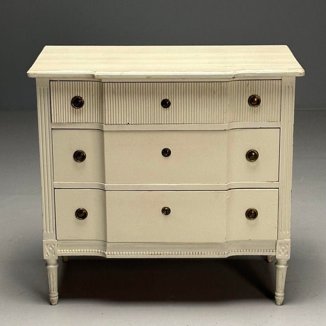 Gustavian (Swedish) Gustavian, Swedish Commode, Louis XVI Style, White Paint Distressed, 1990s For Sale - Image 3 of 11