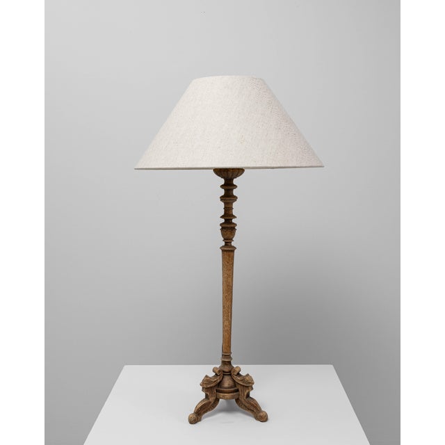 Traditional 19th Century French Carved Oak Table Lamp For Sale - Image 3 of 18