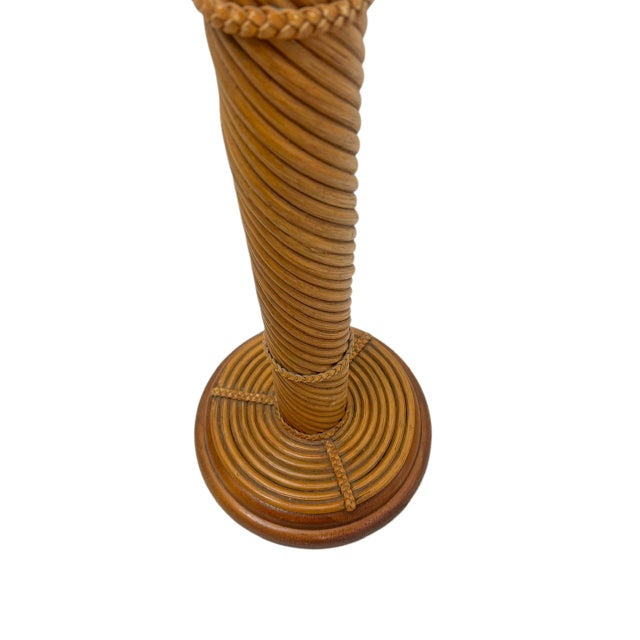 French Bamboo Reed Floor Lamp with Leather Details, 1970s For Sale - Image 10 of 13