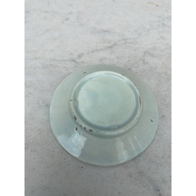 Rustic German Majolica Butter Pat With Leaves Circa 1900 For Sale - Image 3 of 3