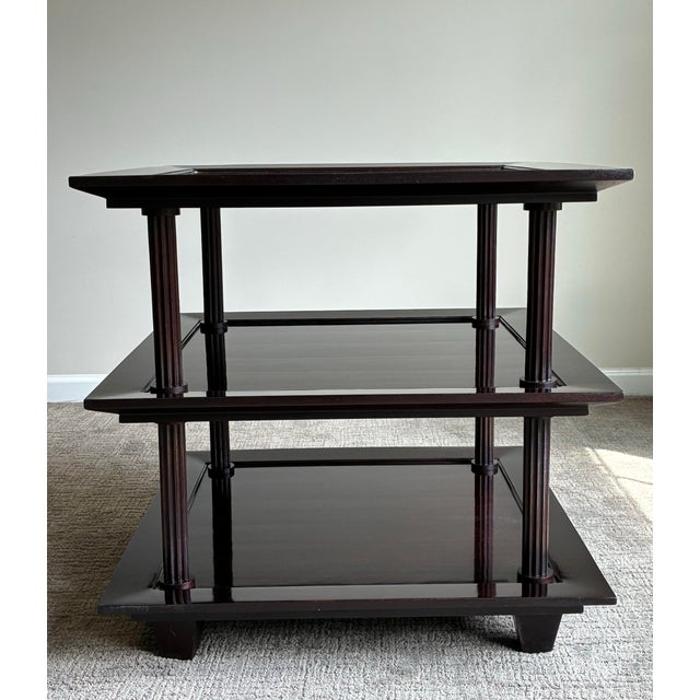 Late 20th Century Baker Furniture Barbara Barry Mahogany 3 Tier Etagere Side Table For Sale In Charlotte - Image 6 of 8