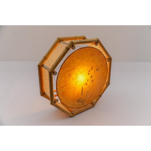 1970s Large Mid-Century Modern Japanese Wall Lamp in Bamboo and Rice Paper, 1960s For Sale - Image 5 of 13