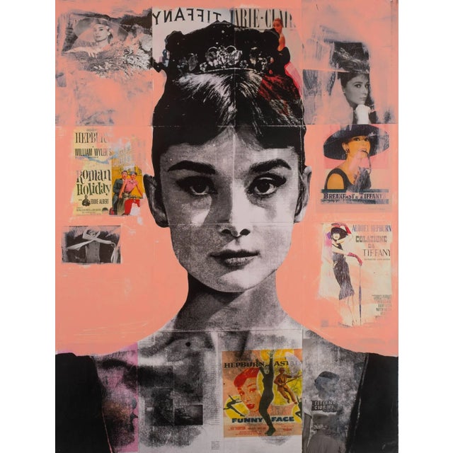 Figurative Audrey Hepburn Collage Pop Art Portrait Painting by Dane Shue For Sale - Image 3 of 3
