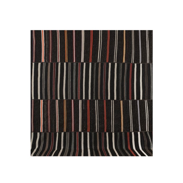 Early 20th Century Striped Kilim With Horizontal Stripe 10'7'' X 11'3'' For Sale - Image 6 of 12