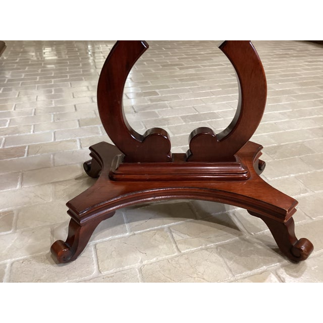 Antique Solid Mahogany Harp Art Nouveau Table Usa Pretty For Sale - Image 4 of 14
