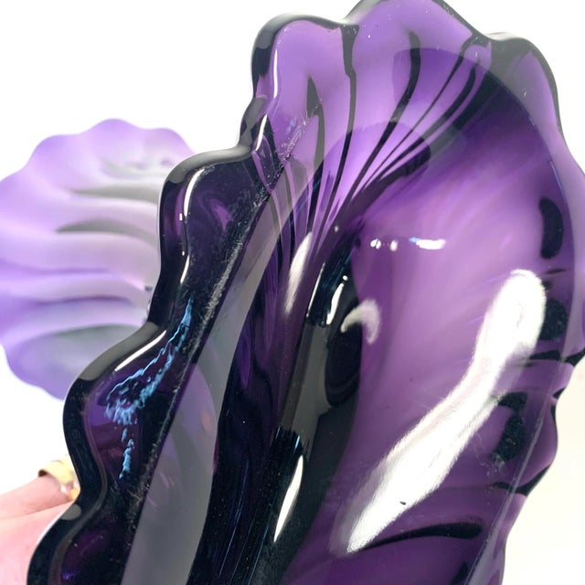 Antique Amethyst Glass Cornucopia Vase Rococo Revival For Sale - Image 10 of 12