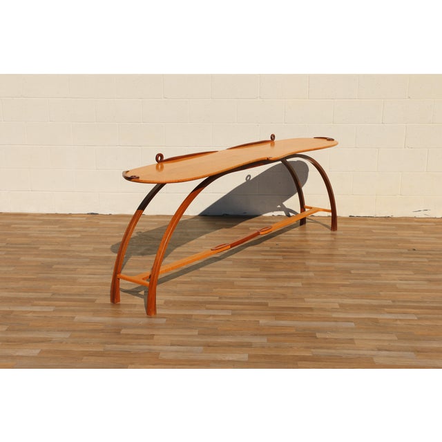 Mid-Century Sculptural Bird’s-Eye Maple & Rosewood Console Table, 1980s For Sale - Image 9 of 18