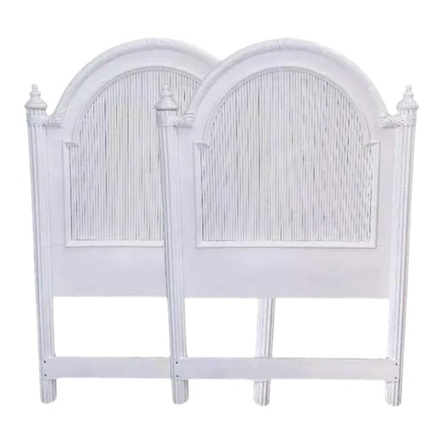 Tall Tommy Bahama Twin Headboards – Lacquered in Super White For Sale
