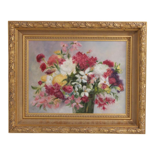 Oil on Canvas Painting Still Life Flowers For Sale