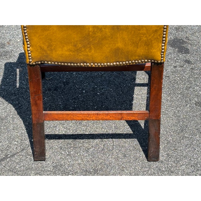 Very Fine 19th C. Georgian Style Leather Arm Chair in Ochre / Mustard / Green For Sale - Image 12 of 18