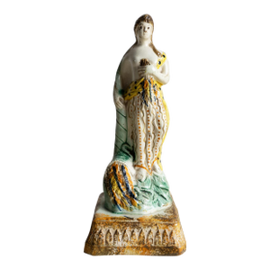 Antique Georgian Prattware Pottery Figure, Flora the Goddess of Spring, Circa 1800