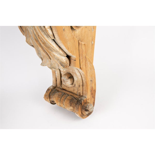 Wood Antique Architectural Hand-Carved Classical Revival Style Corbel For Sale - Image 7 of 13