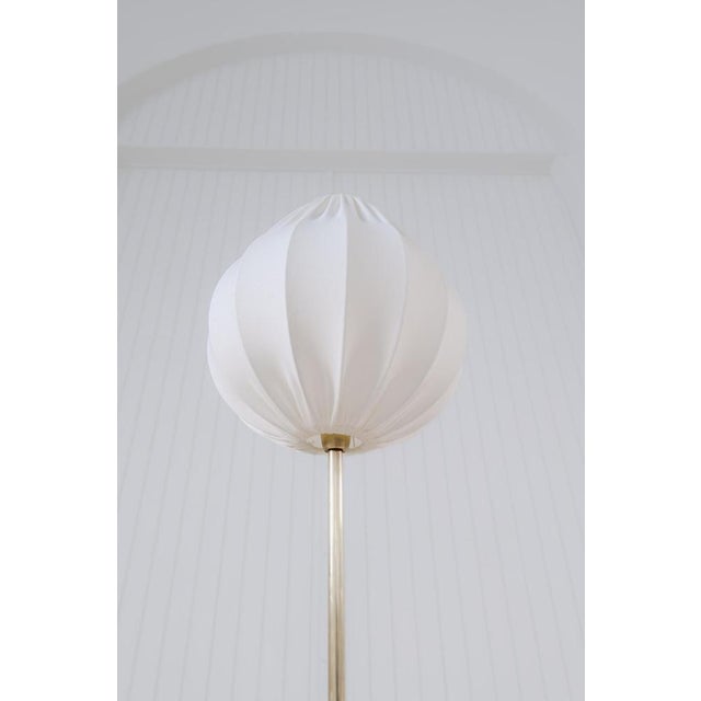 Wood Midcentury Modern Trumpet Shaped Brass Floor Lamp, 1960s For Sale - Image 7 of 16