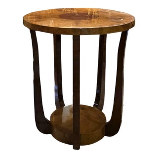 Art Deco Round Side Table – Elegant Wooden Accent Table With Timeless Geometric Style For Sale