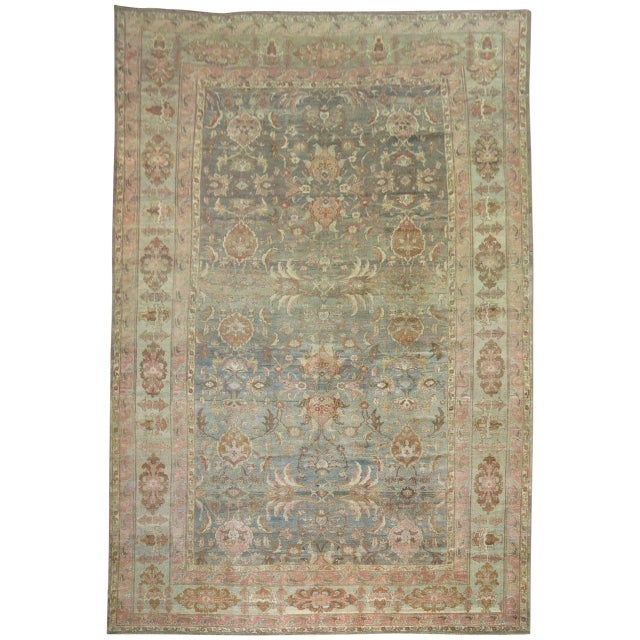 Exquisite Large Sea Foam Pink Accent Antique Persian Malayer Rug For Sale In New York - Image 6 of 6