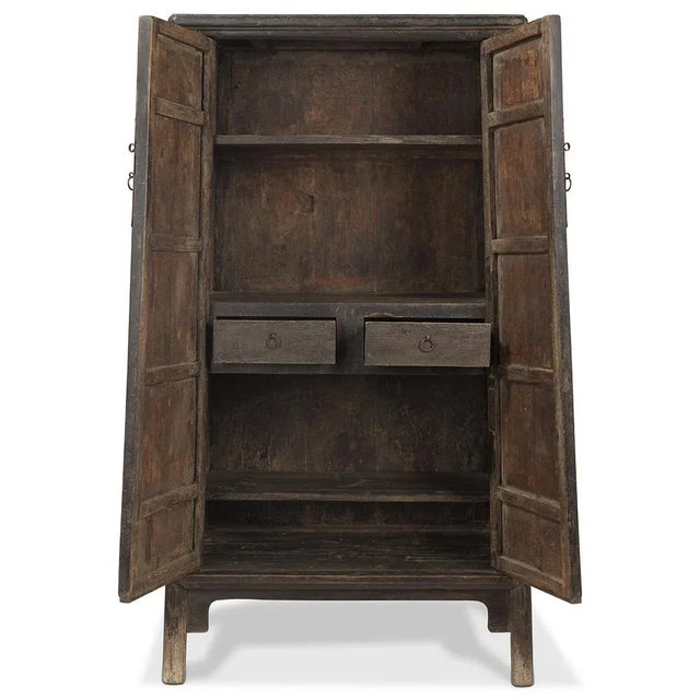 Large Tapered Dark Elm Cabinet For Sale - Image 6 of 11
