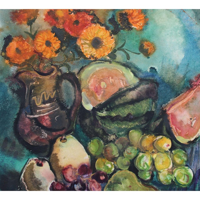 Dzidra Bauma, Still Life with Fruits, 1975, Watercolor For Sale - Image 4 of 6
