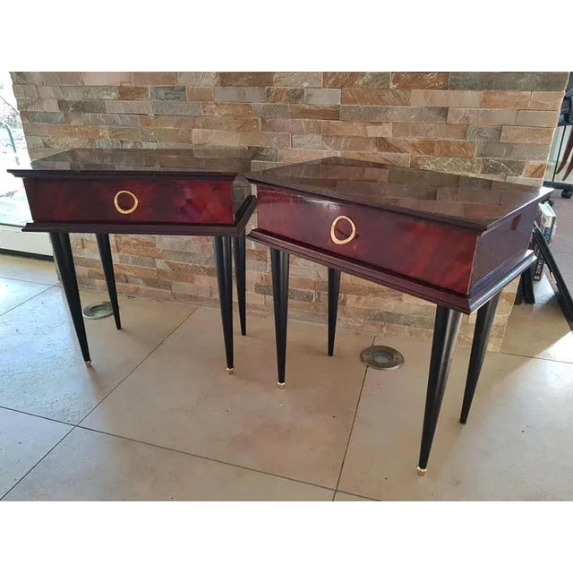 French Mahogany Nightstands, 1950s, Set of 2 For Sale - Image 17 of 18