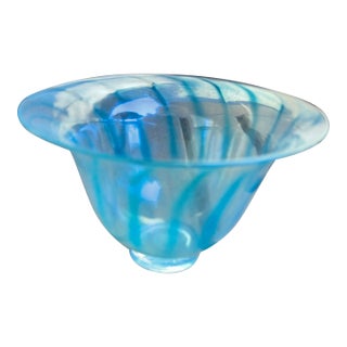 Vintage Denmark Handmade Glass Cottage Art Swirl Bowl For Sale