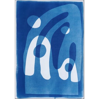 2024, Modern Landscape Style, Handmade Unique Monotype Cyanotype on Watercolor Paper by Kind of Cyan For Sale