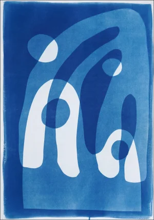 2024, Modern Landscape Style, Handmade Unique Monotype Cyanotype on Watercolor Paper by Kind of Cyan