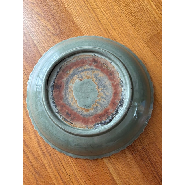 Vintage Celadon Green Ceramic Charger Plate - Longquan Style For Sale - Image 4 of 6